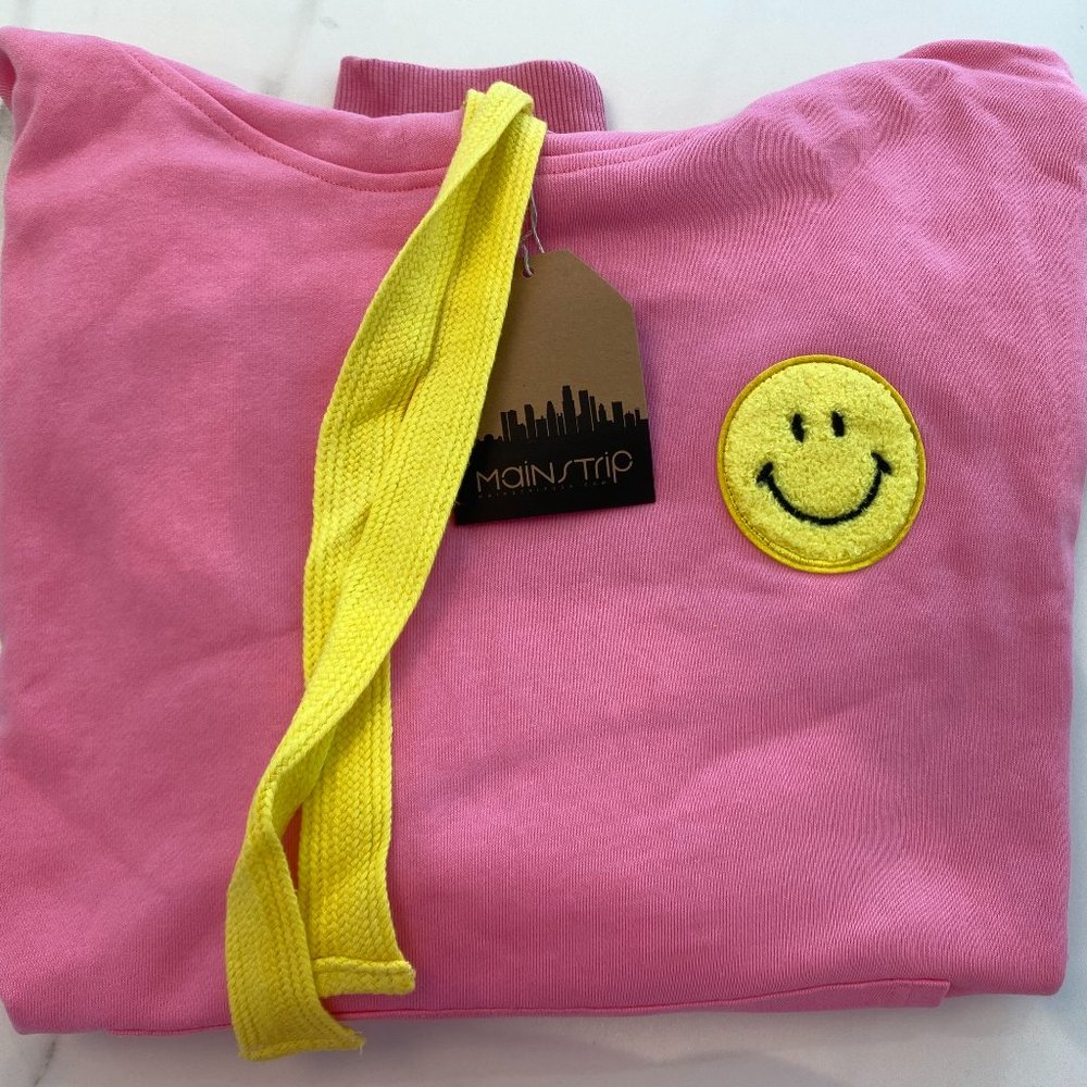 Womens Pink Smiley Face Hoodie New with Tags